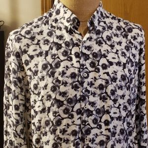 Zara man floral lightweight grey white dress shirt